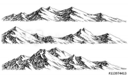 Mountains ranges. Vector panorama | Mountain Drawing ...