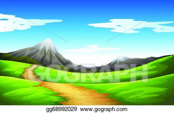Vector Illustration - A pathway going to the mountain. Stock ...