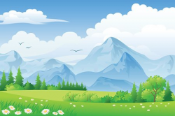 Summer Landscape With Meadows and Mountains premium clipart ...