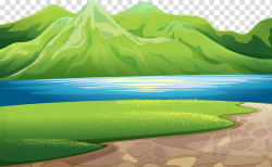 Body of water and mountain illustration, Green Mountains ...