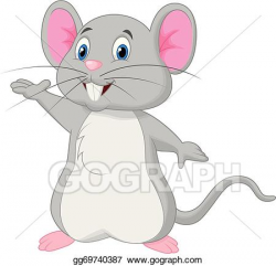 Vector Art - Cute mouse cartoon waving . Clipart Drawing ...