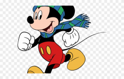 Mouse Clipart Winter - Mickey Mouse In Winter - Png Download ...