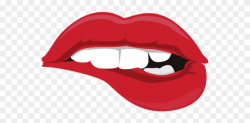 Drawn Tongue Lip Bite - Biting Lip Clipart - Png Download ...