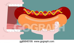 Vector Art - Man eating hot dog. consumption of fast food ...
