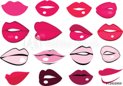 Cute fun pink lips shape collection - Buy this stock vector ...