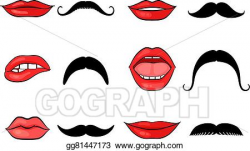 Vector Art - Lady lips and gentleman mustaches. Clipart ...