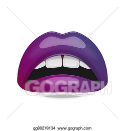 Drawing - Realistic female mouth with glossy lips. Clipart ...