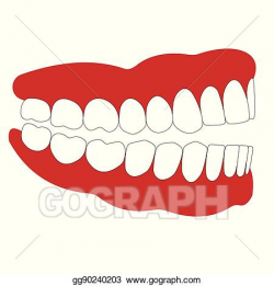 Vector Illustration - Open mouth not closed teeth. Stock ...