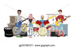 Vector Stock - Rock music band play song on the street ...