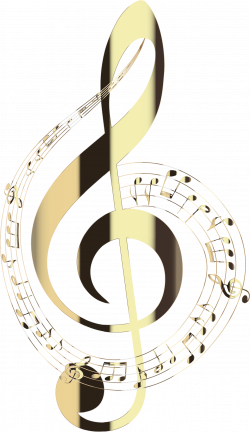 Clipart - Polished Brass Musical Notes Typography No Background