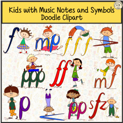 Kids with Music Notes and Symbols Doodle Clipart #2 | Music notes ...