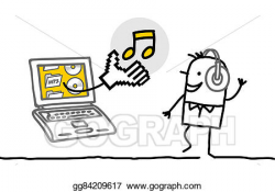 Stock Illustration - Man with laptop downloading and ...