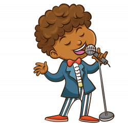 Cartoon Singing Clip art - Take the microphone singing curls men ...