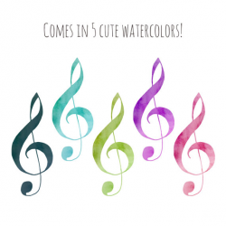 Watercolor Music Notes Clip Art // Digital Download Clipart ...