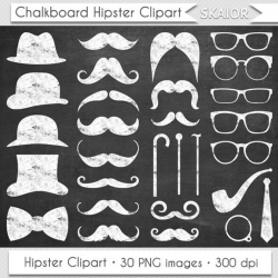 Chalkboard Mustache Clipart Digital Mustache Clip Art Hipster Clipart  Vector Mustache Silhouette Gentleman Invitations Retro Party Printable