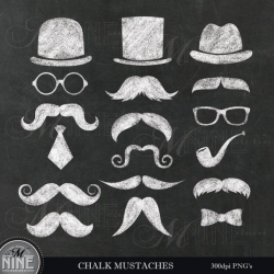 Chalk MUSTACHE THEME Clip Art / Chalkboard Mustaches Clipart / Chalk  Mustache Downloads, Chalk Scrapbook Mustaches Clip Art