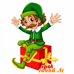 Purchase Christmas leprechaun mascot green and yellow mustache in 2D ...