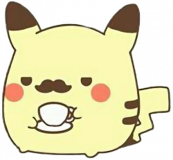 pikachu mustache cute kawaii pokemon coffeefreetoedit...