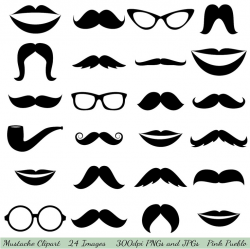 Mustache clip art, Glasses clip art, Lips Clipart Cli ...
