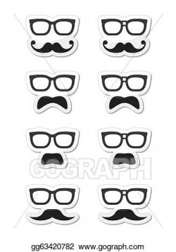 Vector Art - Geek glasses and moustache or musta. Clipart ...