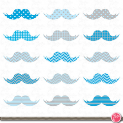Mustaches Clip Art Blue Mustaches Baby Mustaches by ...