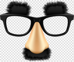 Black and brown eyeglasses with nose and mustache, Mask ...