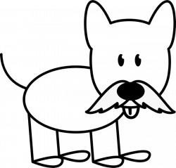 Dog with Mustache Outline Stamp | Stick Figure Stamps – Stamptopia