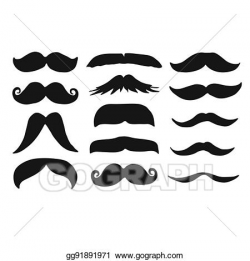 Vector Stock - Male beards mustache silhouettes drawing ...