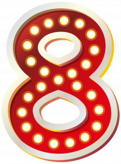 Red Number Eight with Lights PNG Clip Art Image | Gallery ...