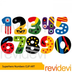 Superhero numbers clip art