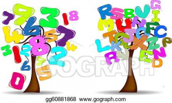 Drawing - Trees with letters and numbers. Clipart Drawing ...
