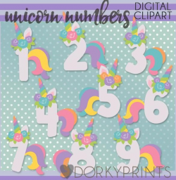 Unicorn Number Symbols Clipart | Watercolor and Clipart Sets ...
