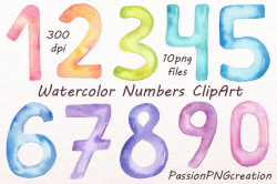 Watercolor Numbers Clipart, Numbers clip art, Digital numbers clipart,  instant dawnload, PNG, for Personal and Commercial Use