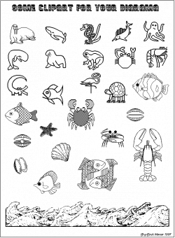 Gallery: Ocean Animals Clip Art Black And White, - Drawings Art Gallery
