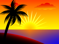 Free clip art of a lovely sunset over the ocean beside a ...