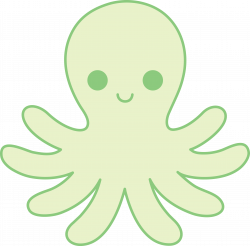 Cute Green Octopus - Free Clip Art
