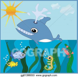 Drawing - Ocean scene. Clipart Drawing gg61396053 - GoGraph