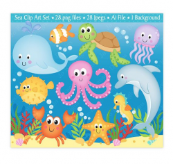 Sea Animals Clip Art,Under The Sea Clipart,Under The Sea ...