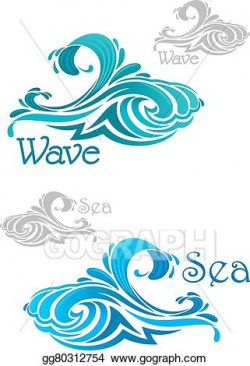 Vector Art - Blue and teal ocean waves icons . Clipart ...