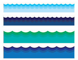 Cartoon water border blue waves free image