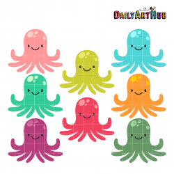 Colorful Cute Octopus Clip Art Set