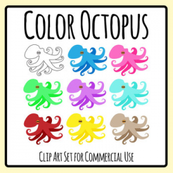 Colored Octopus Clip Art Set for Commercial Use
