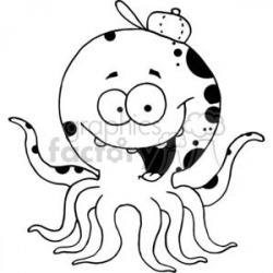 A Friendly Octopus Wearing A Ball Cap clipart. Royalty-free clipart # 378030