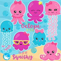 BUY20GET10 - Cute Octopus clipart commercial use, Octopi ...