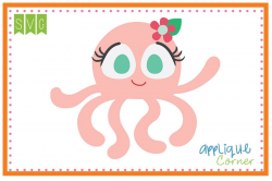 Applique Corner Octopus Girl Big Eye Cuttable SVG Clipart