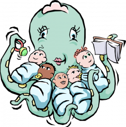 Octopus Multitasking Nurse - Vector Image