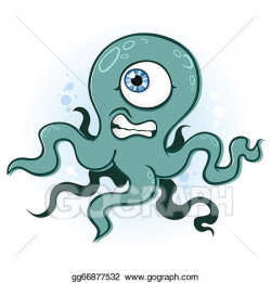 Vector Clipart - Octopus squid monster cartoon. Vector ...