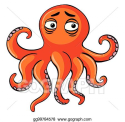 EPS Illustration - Sad octopus on white background. Vector ...