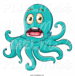 Clipart of a Screaming Scared Turquoise Octopus by Graphics ...