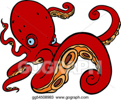 Vector Illustration - Octopus swimming. Stock Clip Art ...